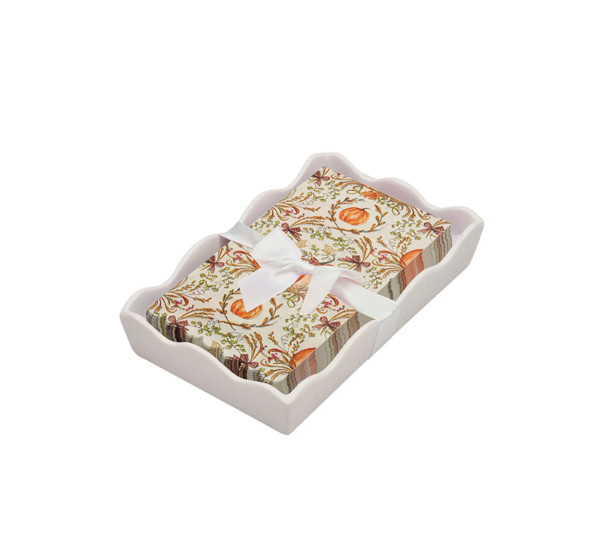 Thanksgiving Guest Towels with Ceramic Napkin Tray
