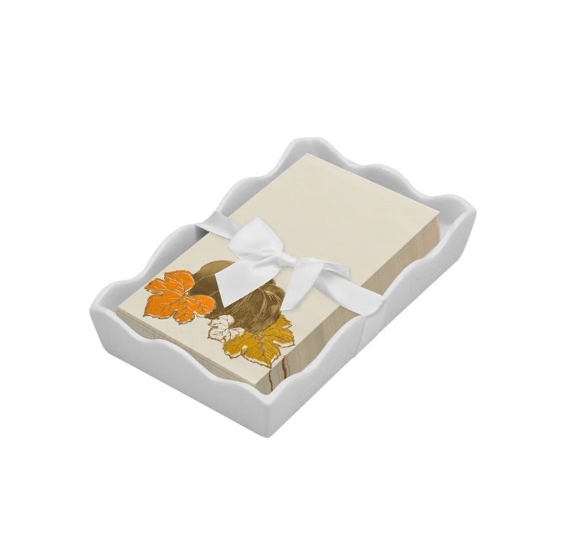 Thanksgiving Guest Towels with Ceramic Napkin Tray