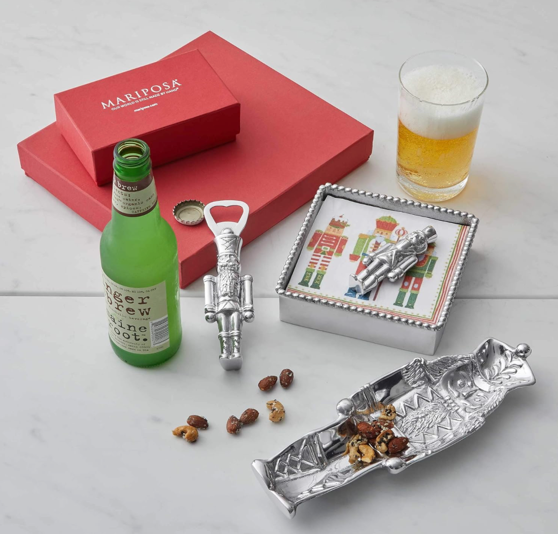 Nutcracker Holiday Beer Mug & Bottle Opener Set