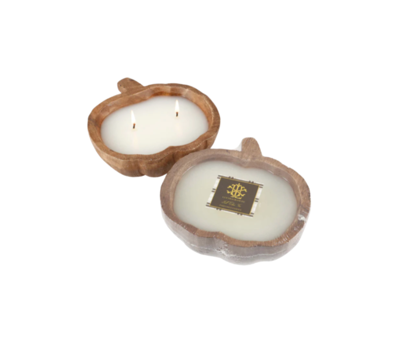 Wood Pumpkin 2-Wick Candle