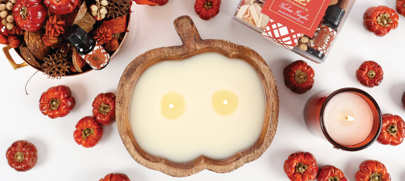 Wood Pumpkin 2-Wick Candle