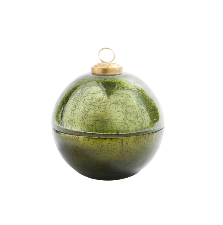 Noble Fir Green Glass Ornament Candle