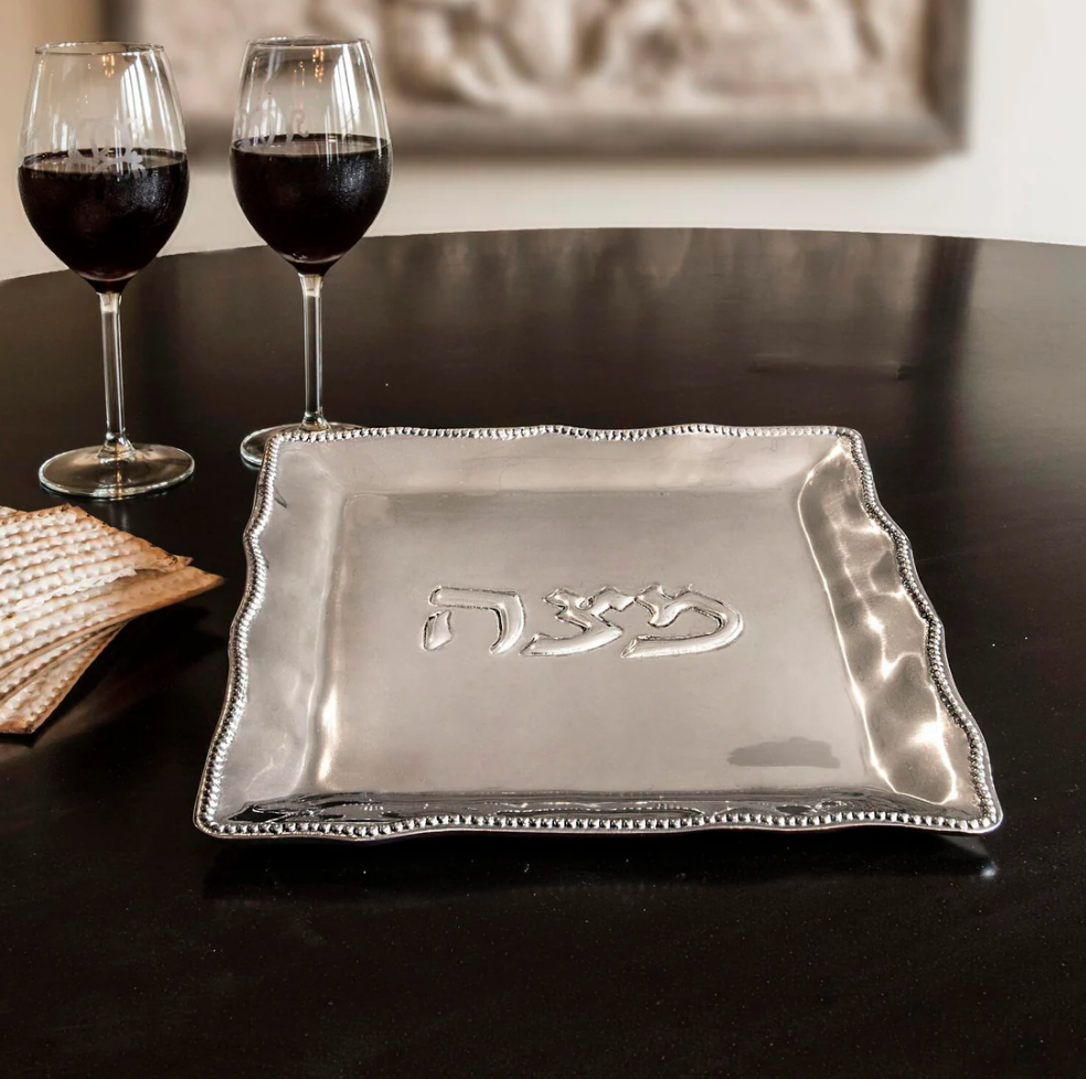 Matza Plate With Pearls
