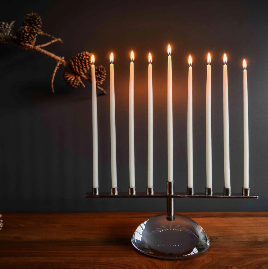 Glass Blown Riverstone Menorah