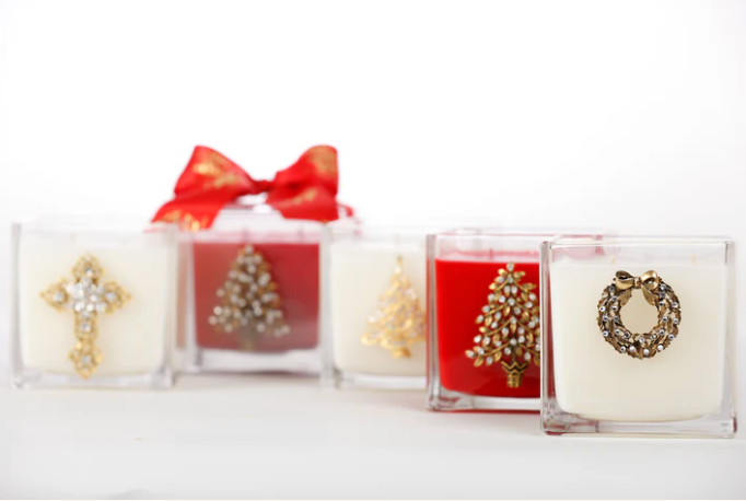 Noble Fir Wreath Glass Candle