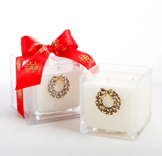 Noble Fir Wreath Glass Candle