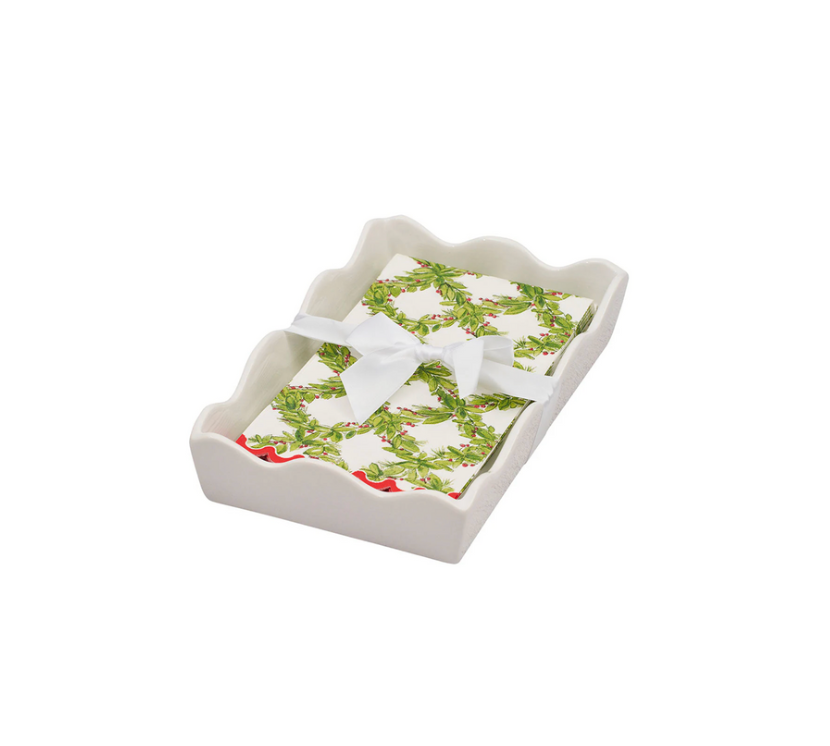 Holiday Guest Towels & Ceramic Tray Set
