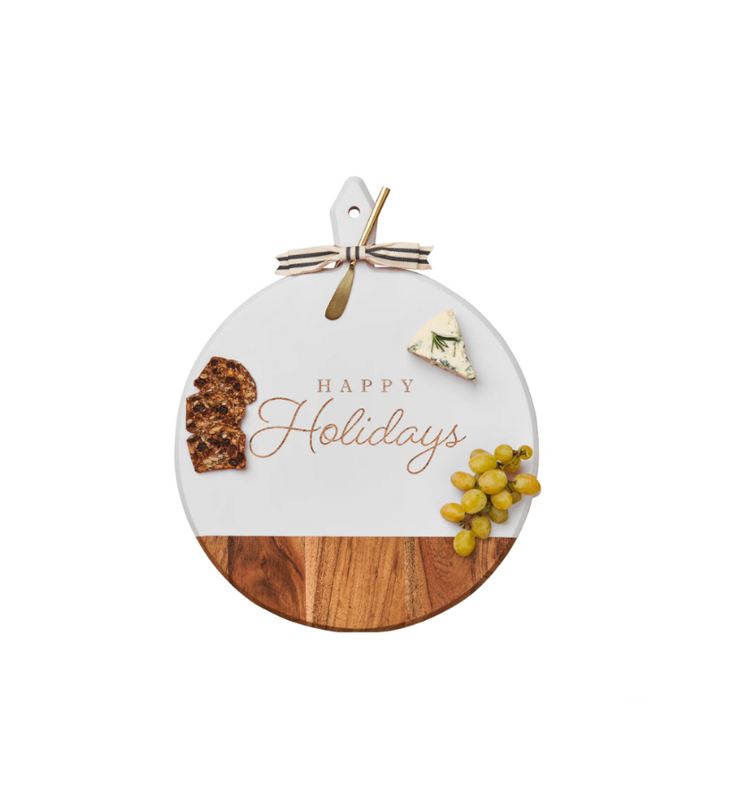 Happy Holidays Acacia Heirloom Serving Board