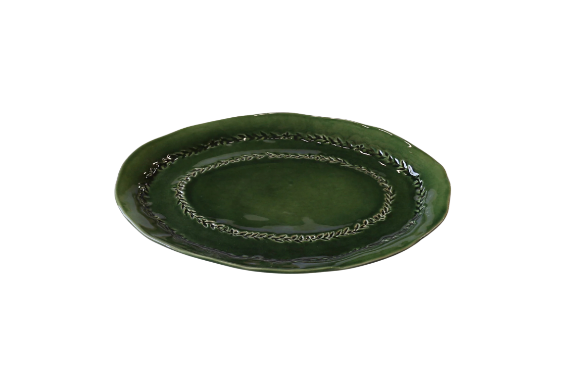 Green Ceramic Valentina Oval Platter