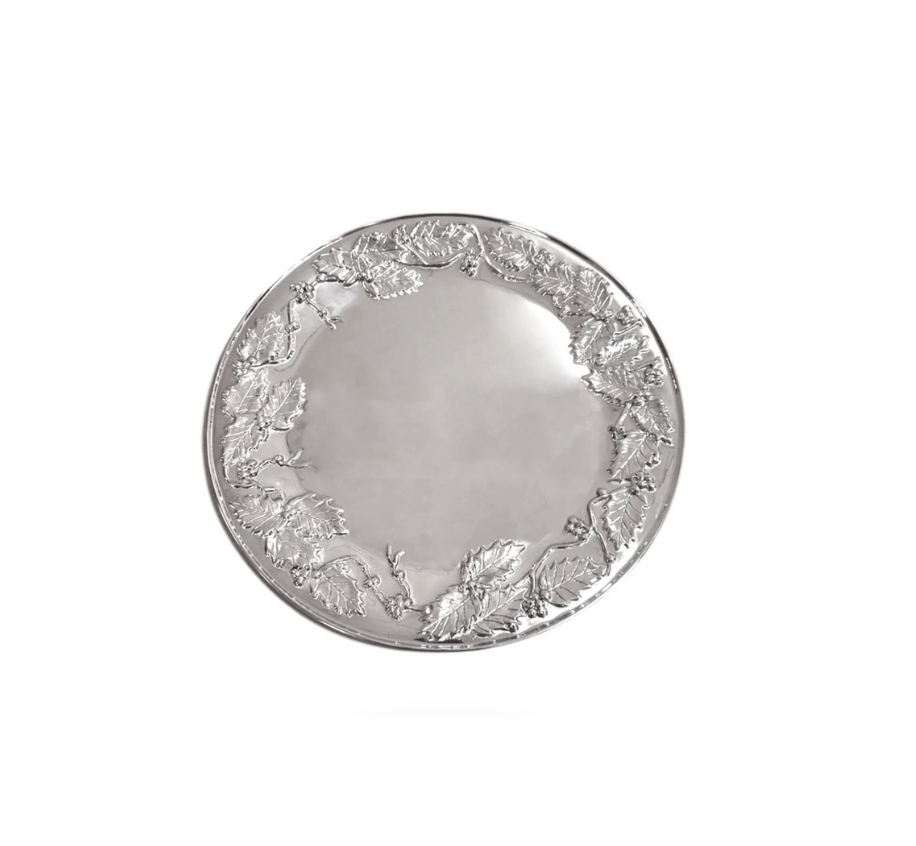 Holly Wreath Round Serving Platter