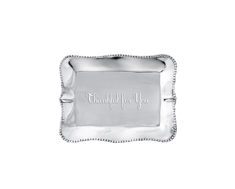 Pearl Denisse Rectangular Engraved Tray - Thankful for You