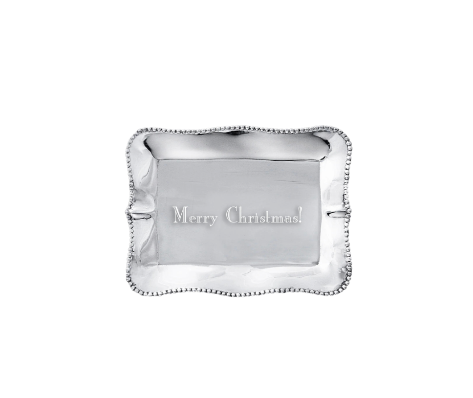 "Merry Christmas!" Pearl Rectangular Engraved Tray