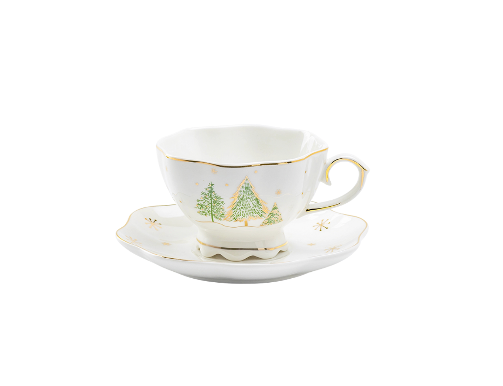 Christmas Pine Trees Fine Porcelain Tea Set