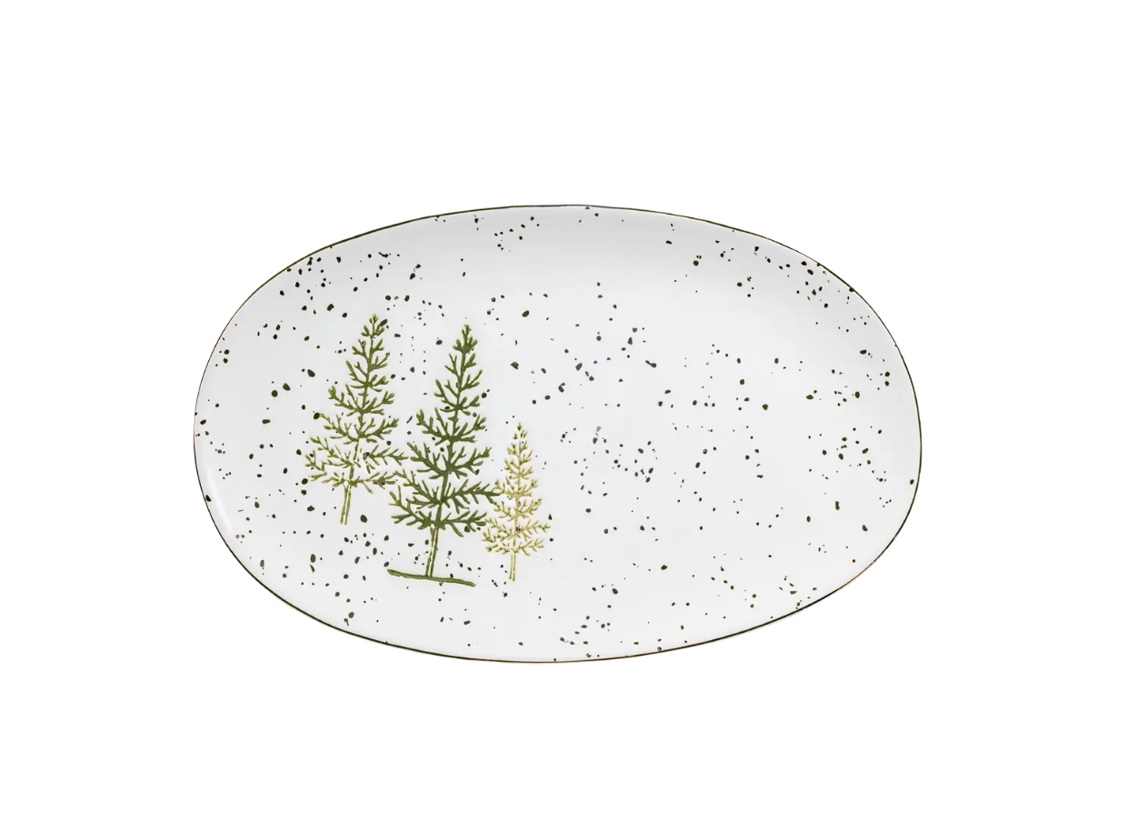 Winter Pine Trees Oval Platter