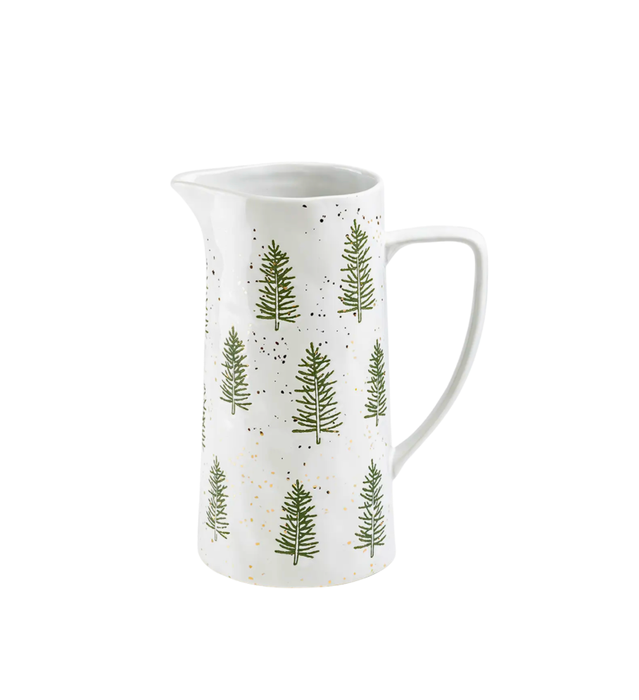 Snowy Pine Trees Festive Pitcher