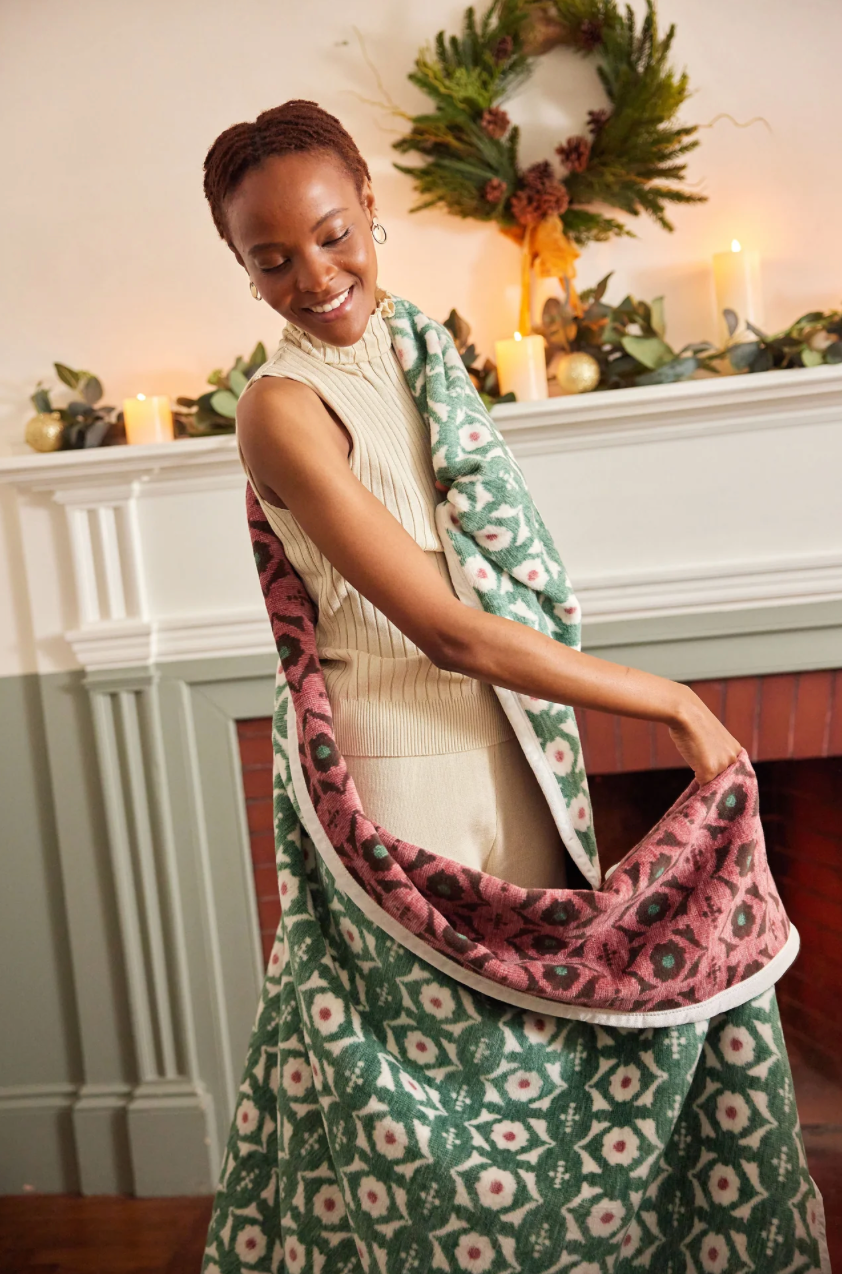 Floral Jacquard Throw Blanket