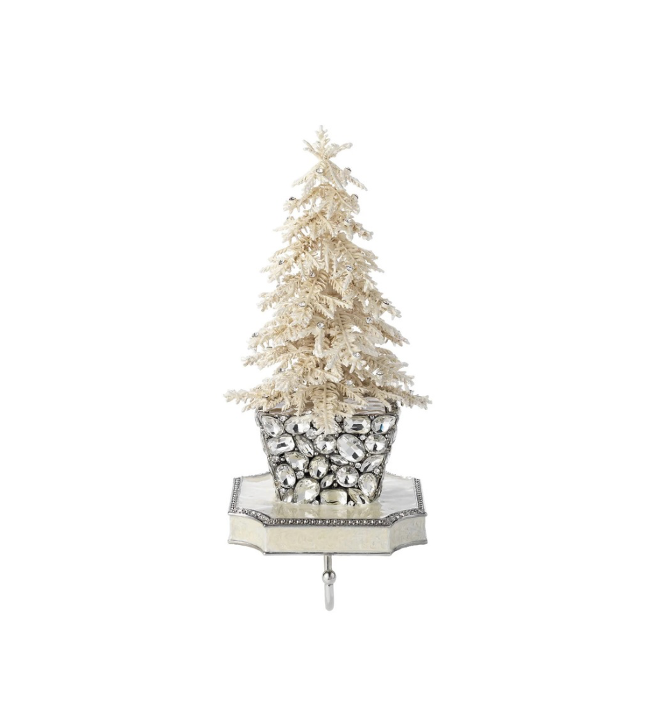 Flocked Crystal Tree Stocking Holder