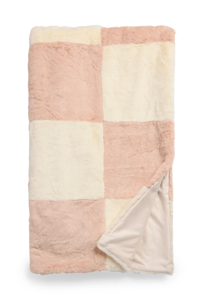 Check Faux Fur Throw