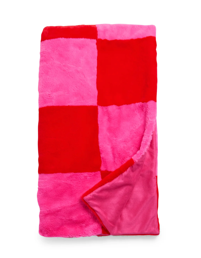 Check Faux Fur Throw