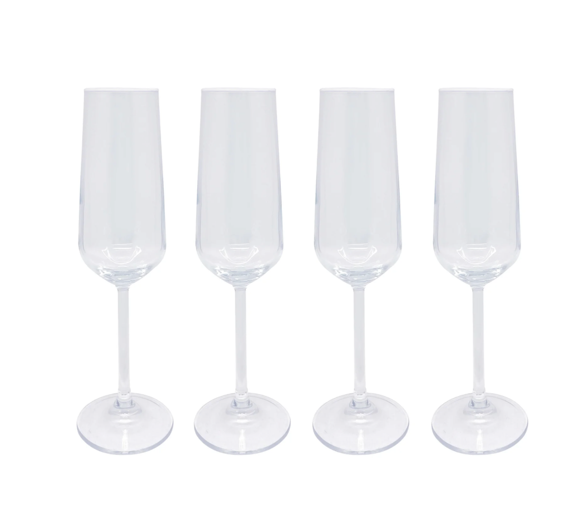 Fine Line with White Rim Champagne Flute Glass - Set of 4
