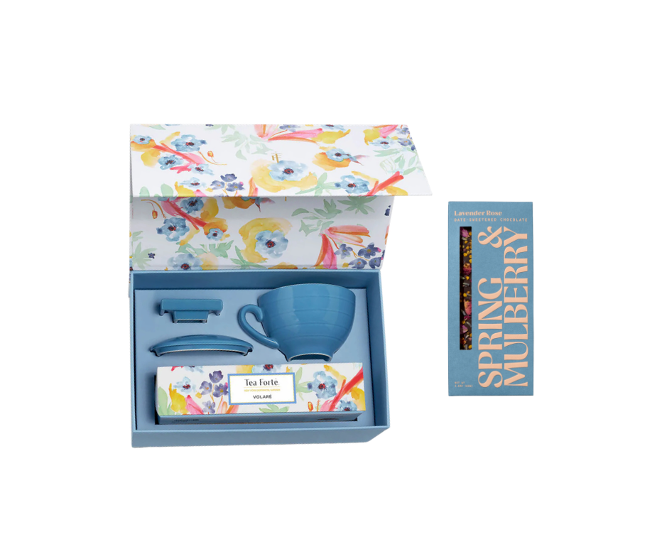 Tea Ritual & Chocolate Indulgence Set – Blue Floral Edition