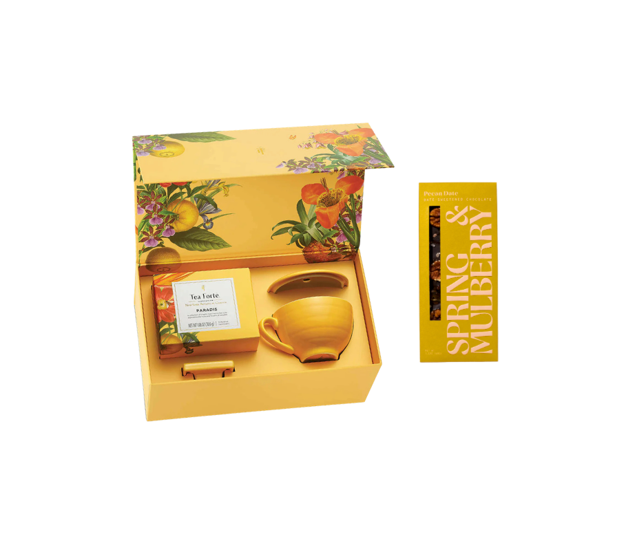 Tea Ritual & Chocolate Indulgence Set – Yellow Floral Edition