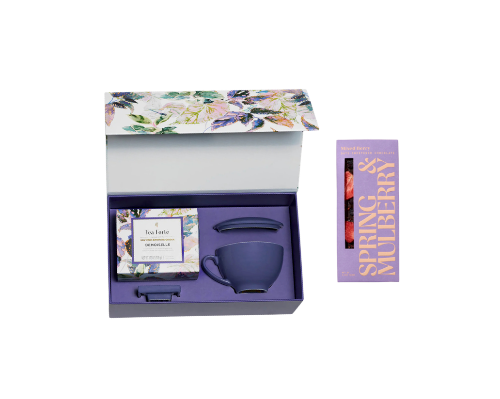 Tea Ritual & Chocolate Indulgence Set – Purple Floral Edition