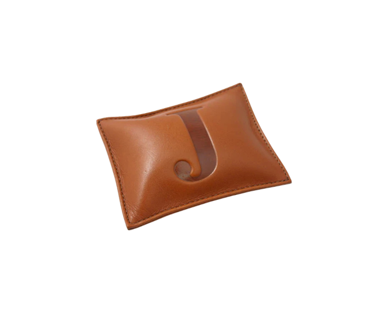 Simon Pearce Desk Clock & Leather Paperweight Set