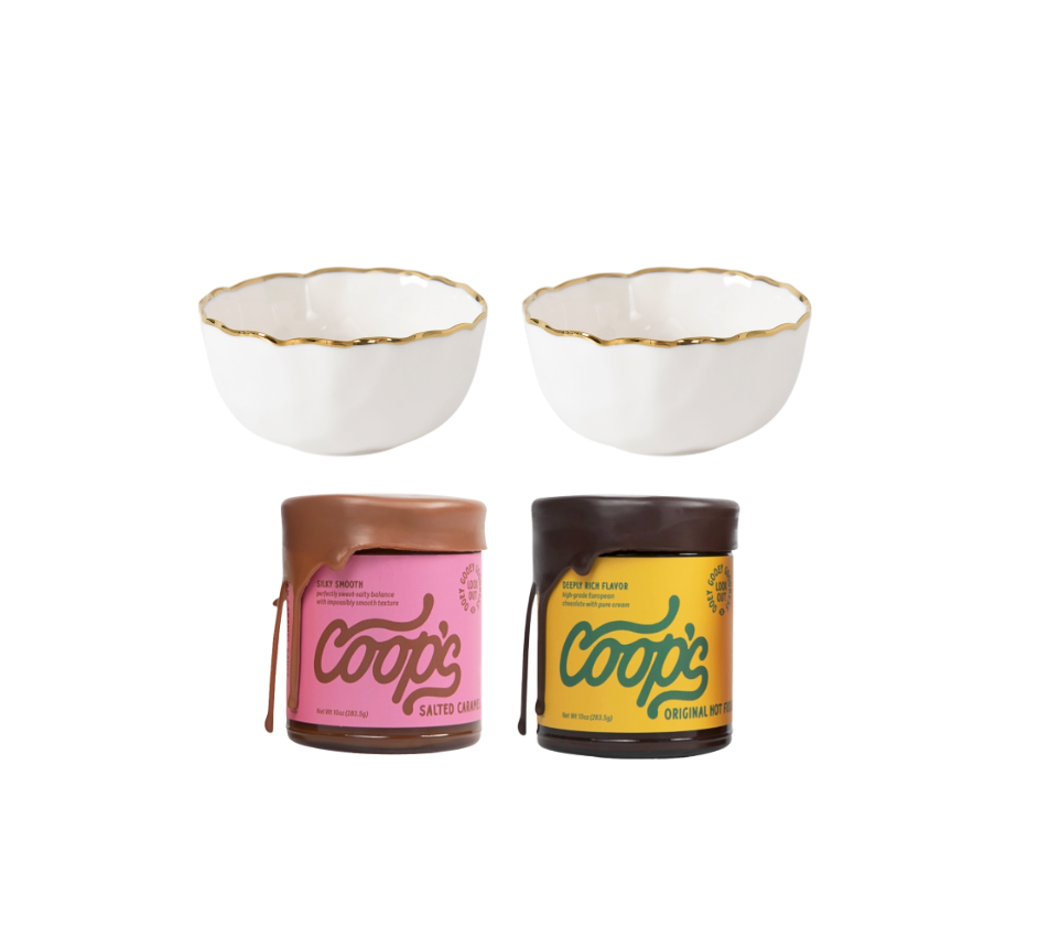 Gold Trim Porcelain Bowls & Dessert Sauces Set