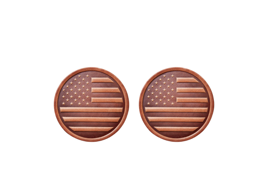 American Flag Co-Branded Leather Coaster Set