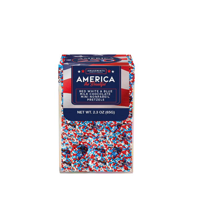 American Flag Silver Dish & Patriotic Chocolate Pretzels Set