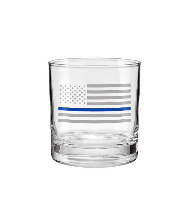 Thin Blue Line Police Rocks Glass Set
