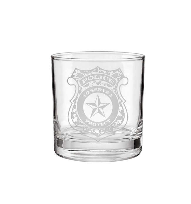 Thin Blue Line Police Rocks Glass Set