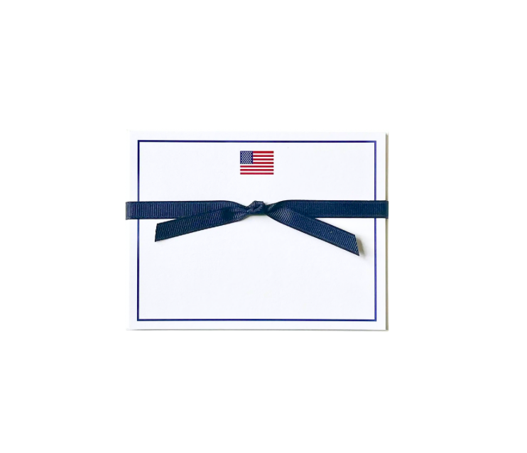 American Flag Leather Paperweight & Notecard Set