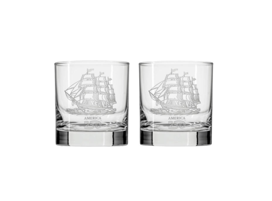 America 250 Tall Ship Rocks Glass - Set of Two