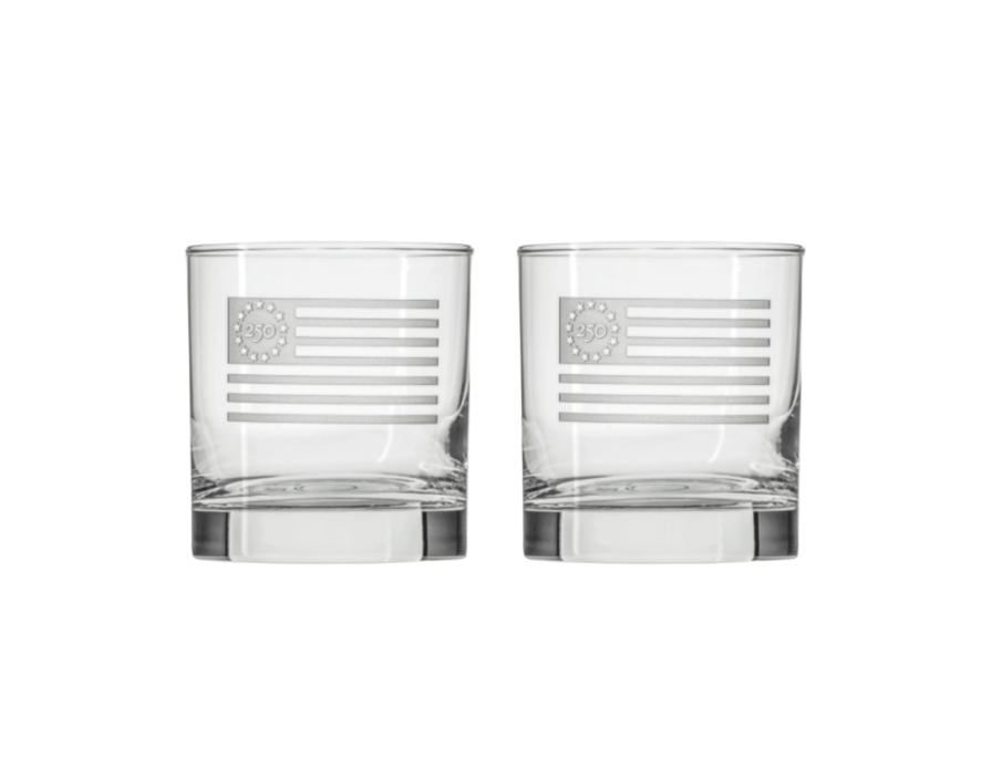 America 250 Betsy Ross Flag Rocks Glass - Set of Two