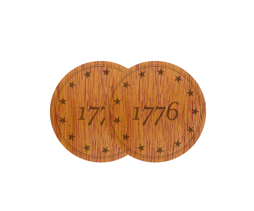 1776 w/ Stars Etched Wood Coasters - Set of 2