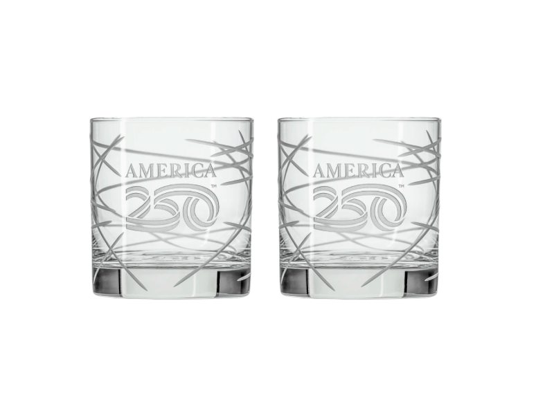 America 250 Longitude Rocks Glass - Set of Two