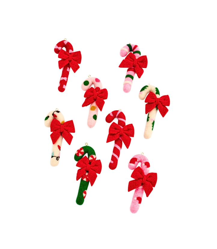 Shiraleah Assorted Wool Candy Cane Ornament Set