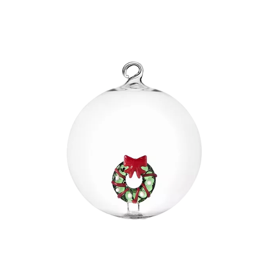 Ichendorf Christmas Wreath Scarf Holiday Round Glass Ornament
