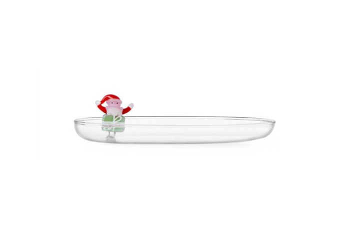Ichendorf Glass Saucer With Santa on Green Gift