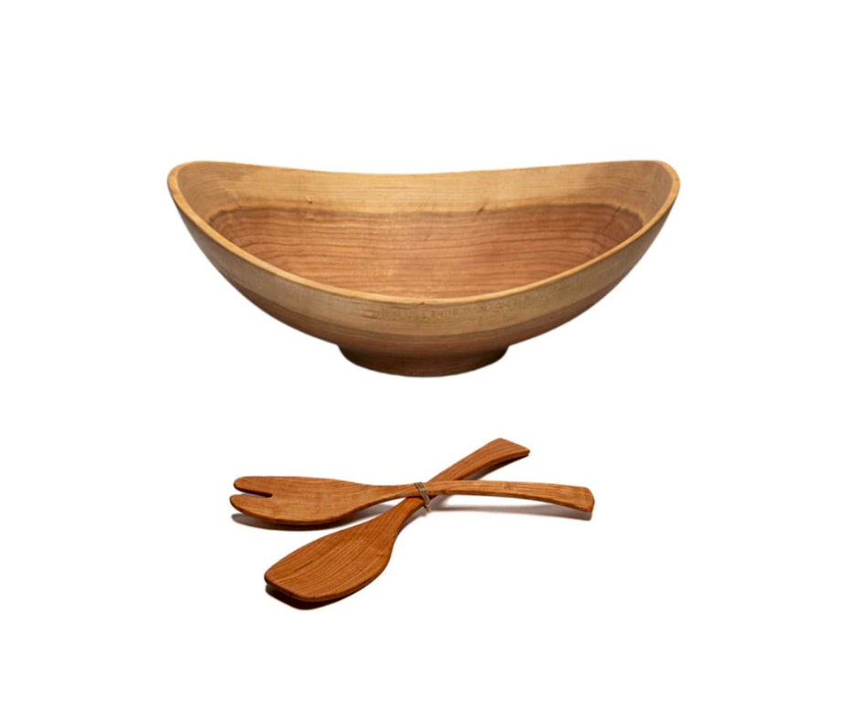 Andrew Pearce Medium Oval Cherry Wood Bowl Set