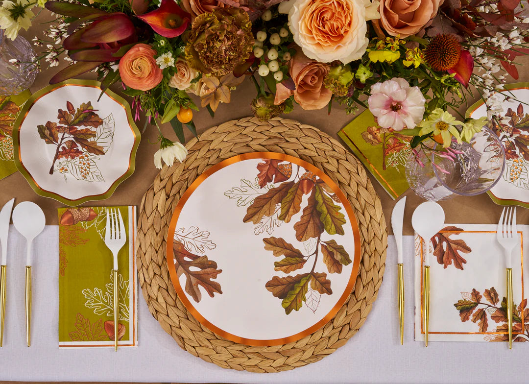 Thanksgiving Themed Cocktail Napkins with Ceramic Tray