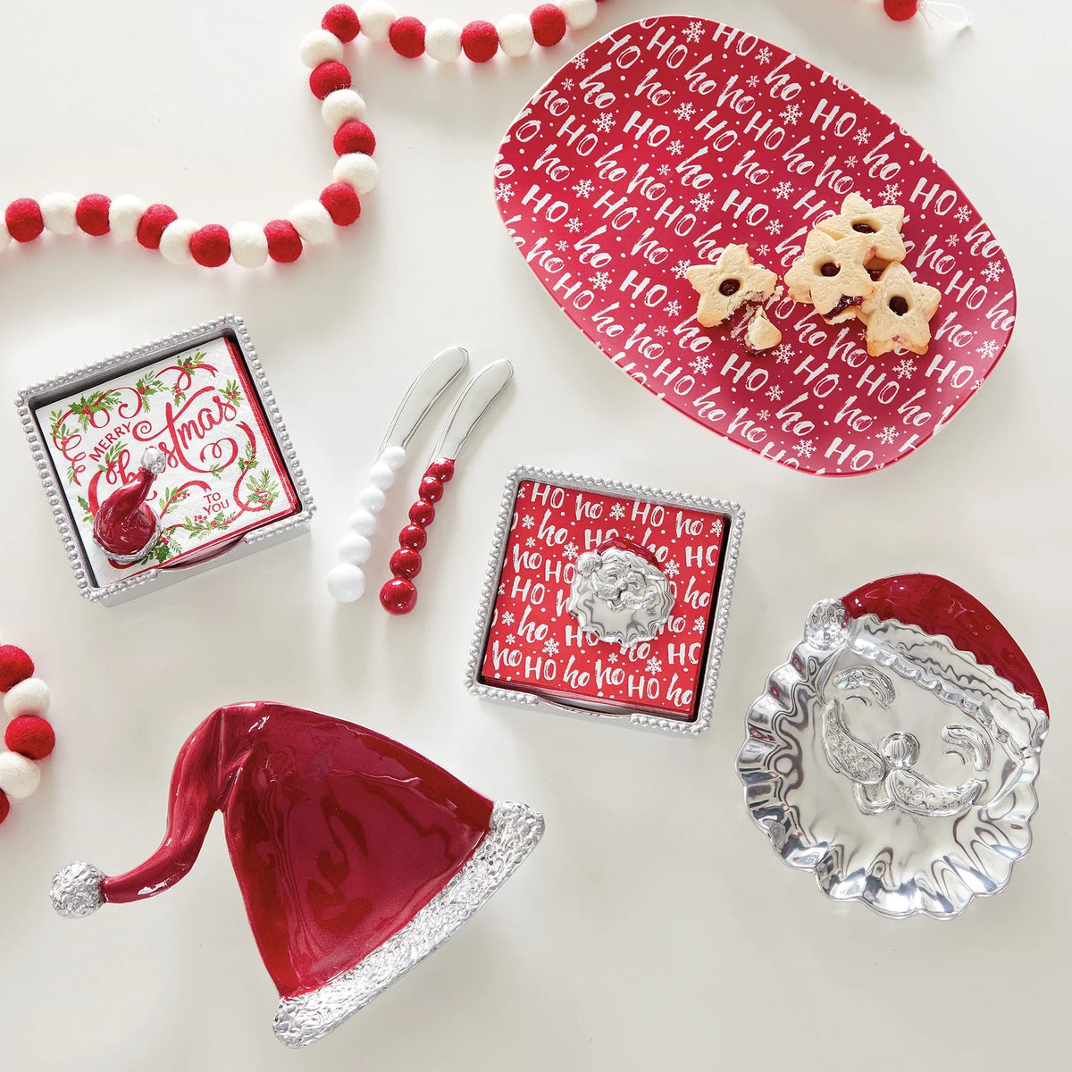 Mariposa Happy Santa Beaded Napkin Box Set