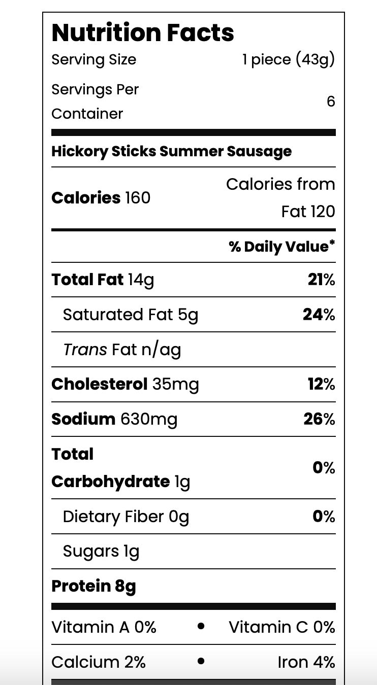 7.75 oz Hickory Sticks Summer Sausage