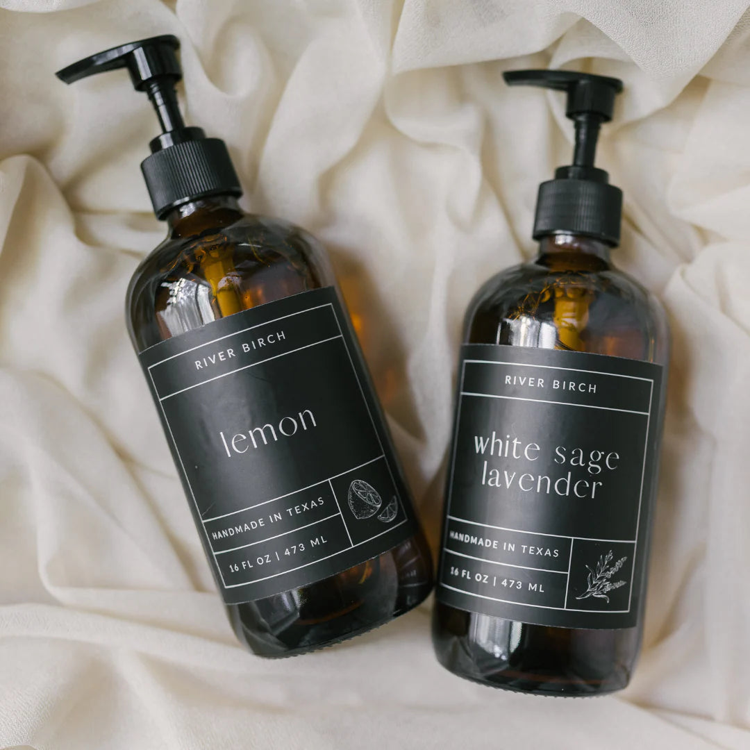 16 oz Holiday Handmade Soap in Amber Glass Bottle - Multiple Scents