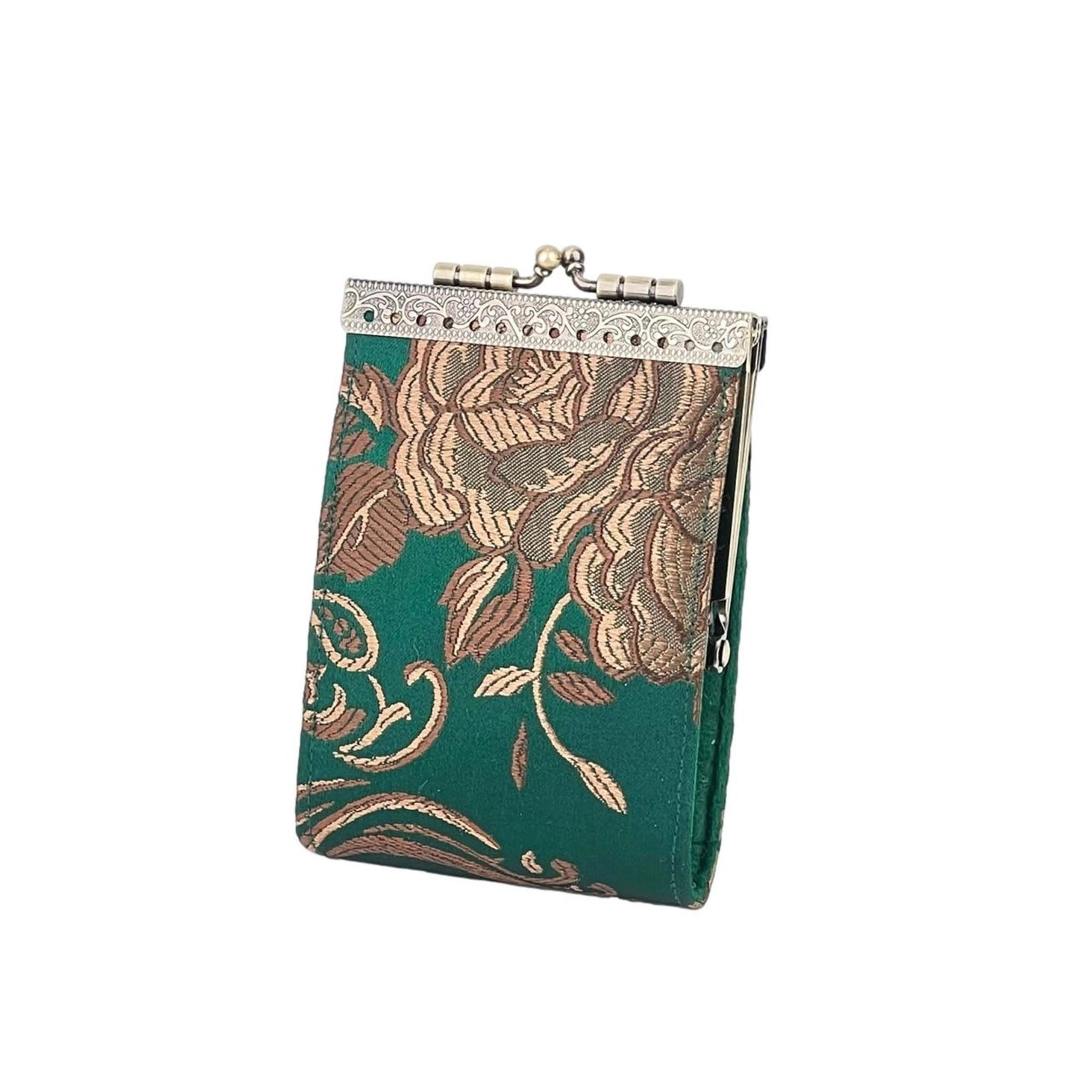 Peony Floral Brocade Card Holder With RFID Protection