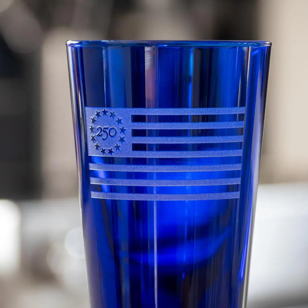 America250™ Betsy Ross Flag 17oz Cobalt Pint Glass