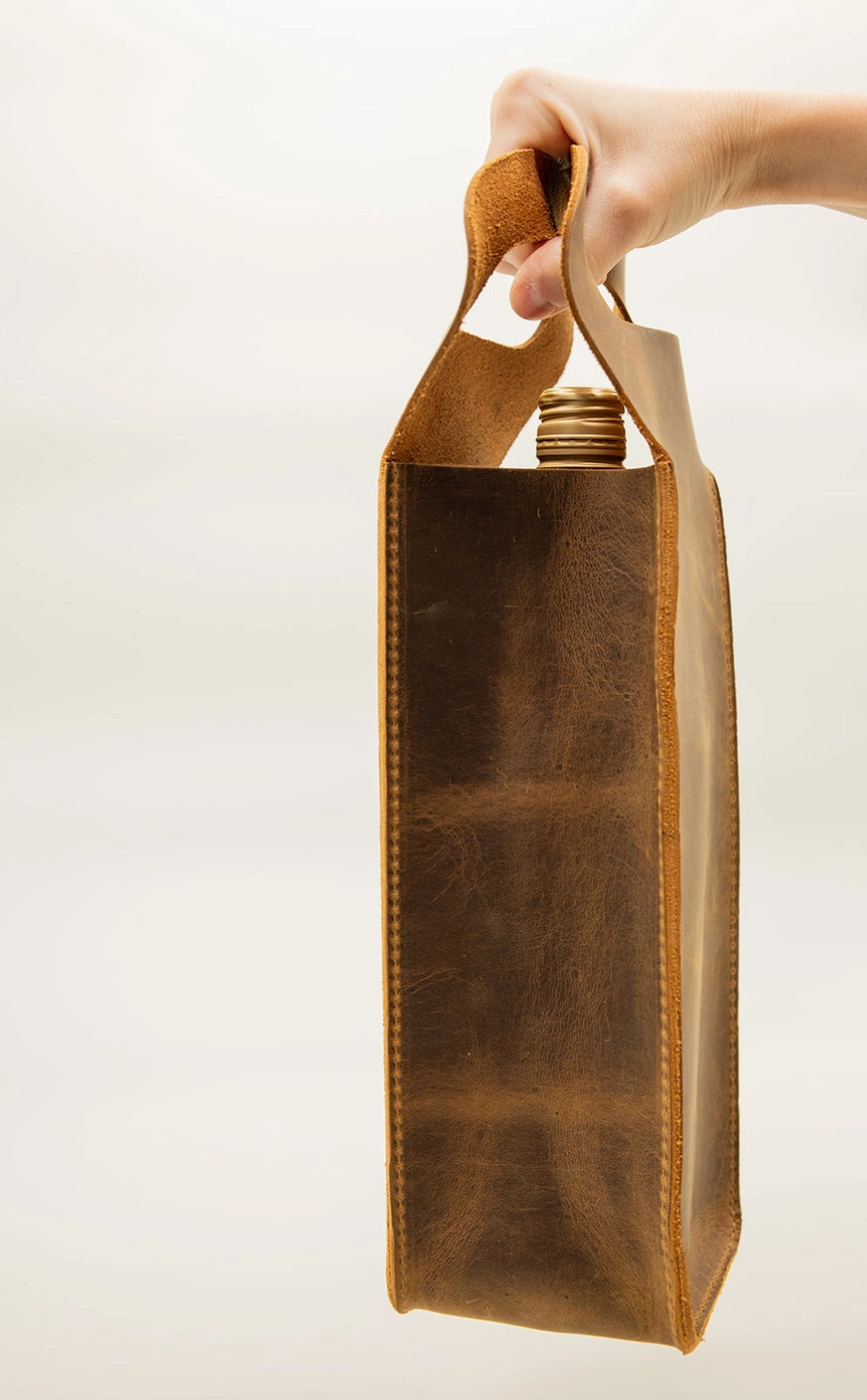 Leather Wine Tote