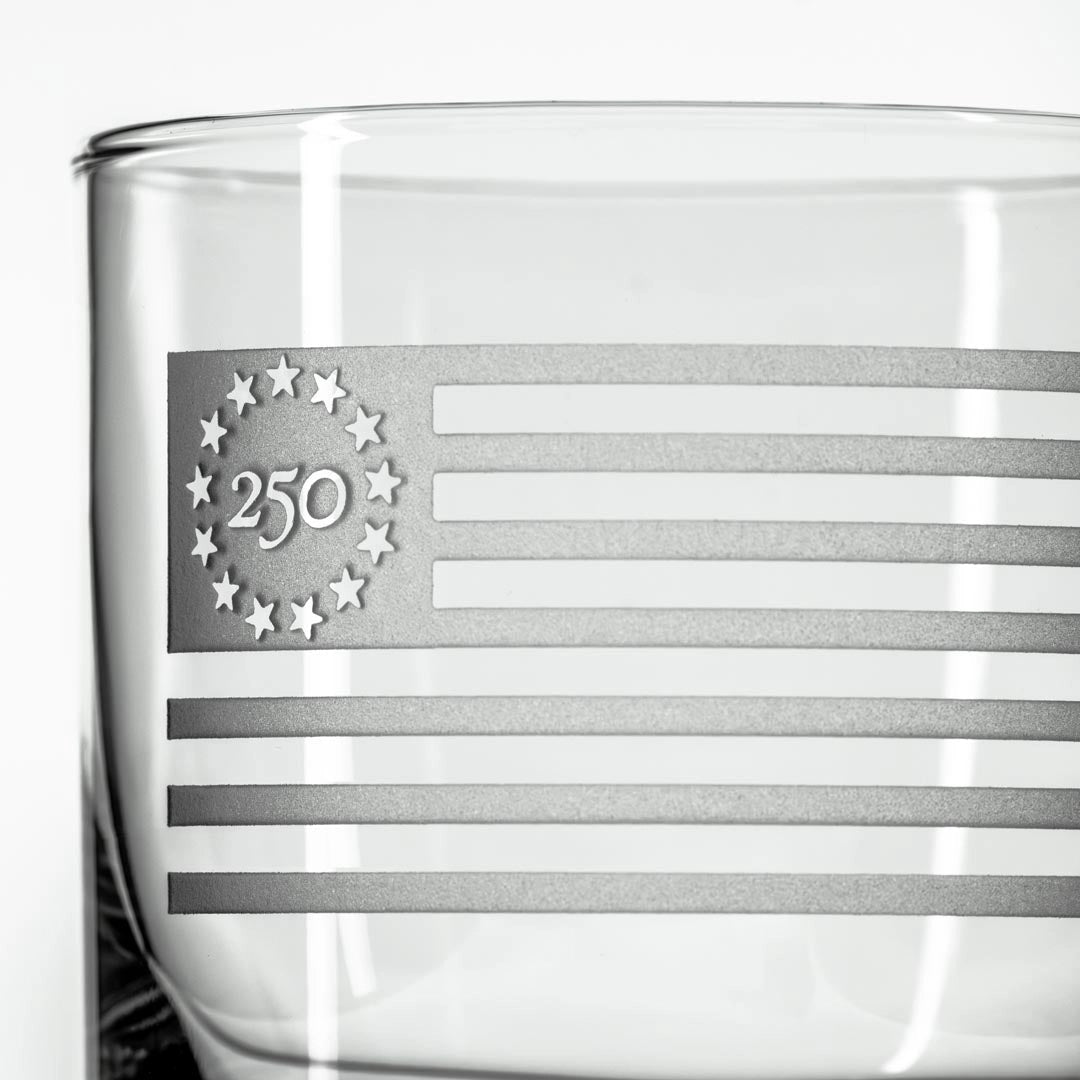 America250™ Betsy Ross Flag 10oz On the Rocks Whiskey Glass